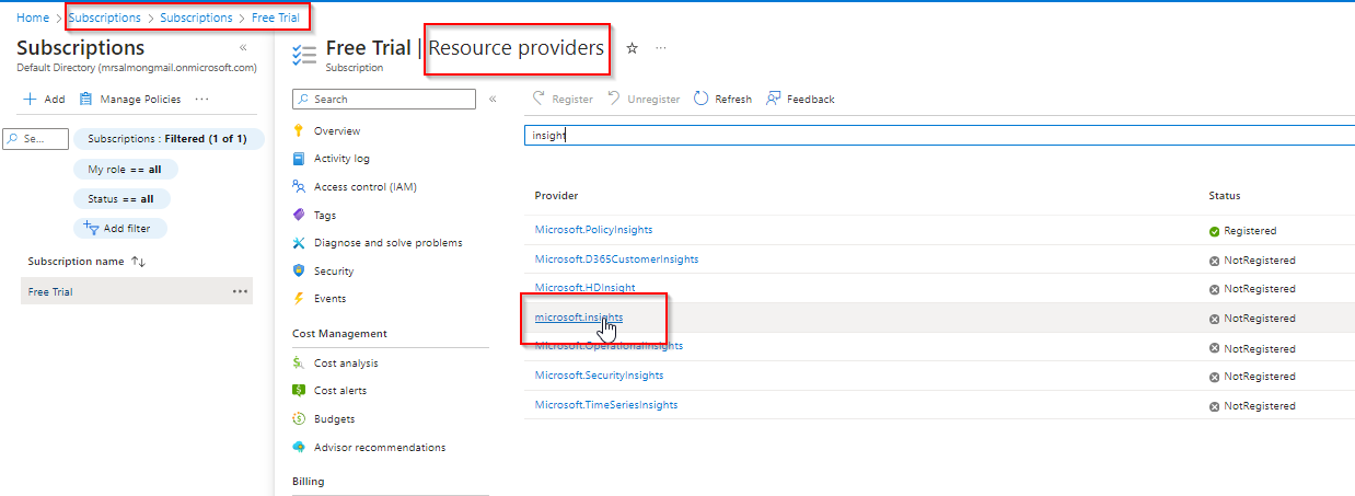 Azure microsoft.insights resource provider!